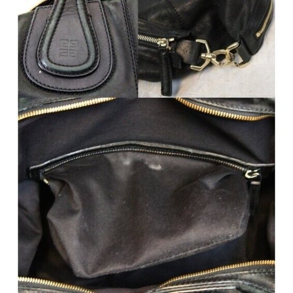 Givenchy Nightingale Black Leather Bag Satchel Bag Removable Strap Pockets - Picture 12 of 12